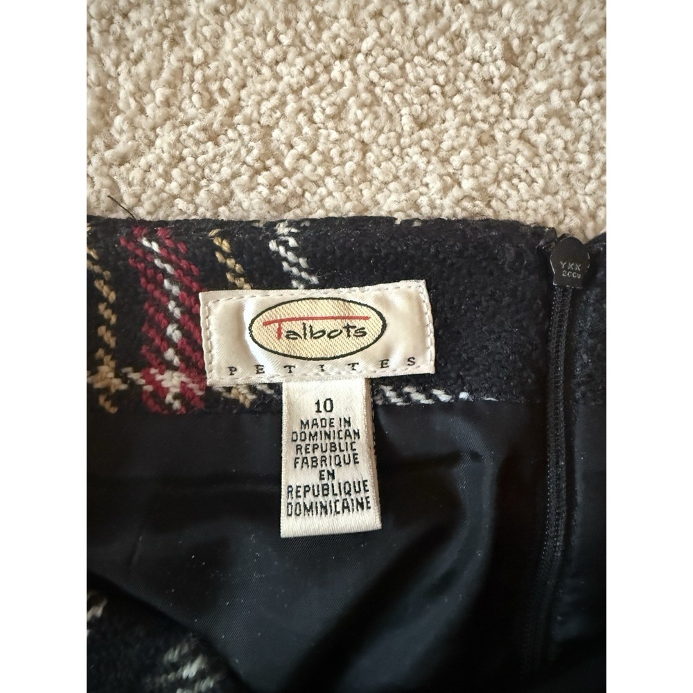 VTG Talbots 100% Wool Pencil Skirt Plaid Knee Length Back Zip Women's 10 Petite - Picture 4 of 9
